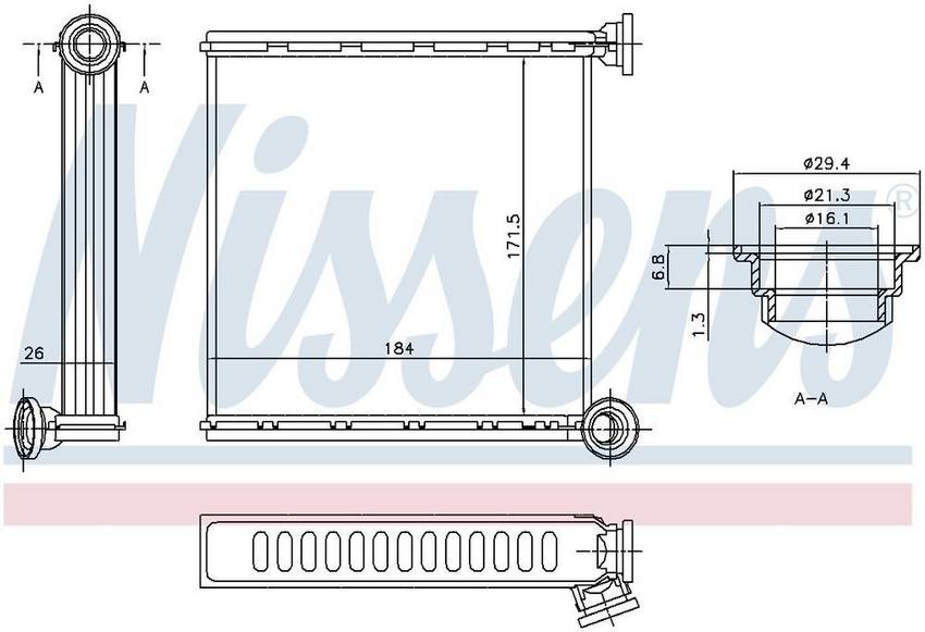 Audi VW HVAC Heater Core – Front – Nissens 73980