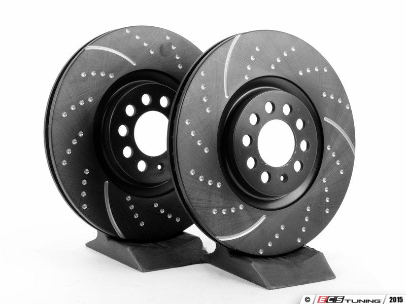 Front Dimpled & Slotted Brake Rotors - Pair (312x25)