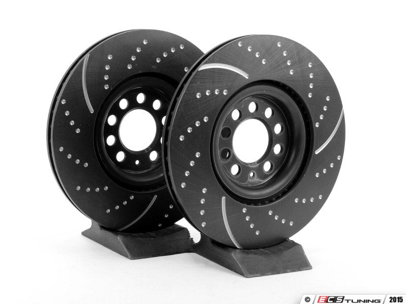 Front Dimpled & Slotted Brake Rotors - Pair (312x25)