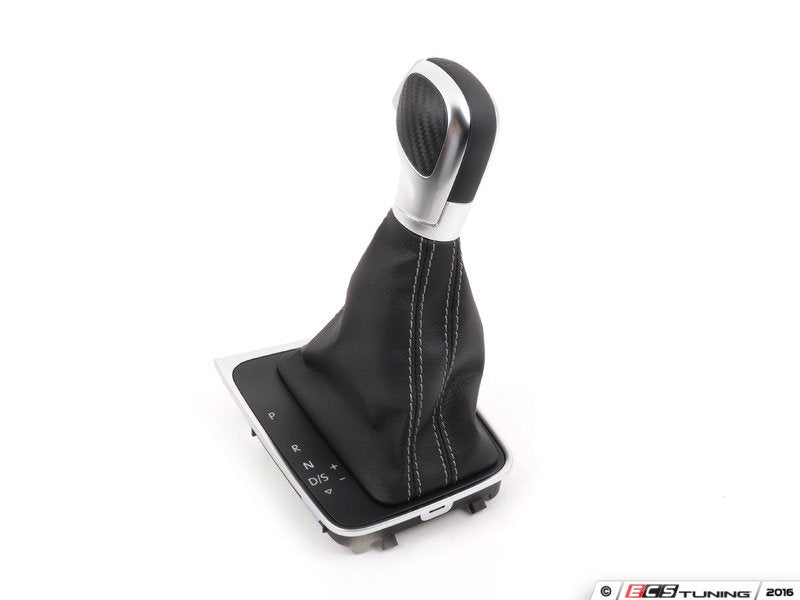 Golf R DSG Shift Knob - Black Leather/Crystal Grey Stitching