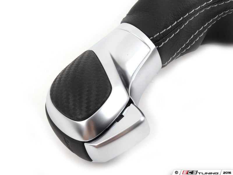 Golf R DSG Shift Knob - Black Leather/Crystal Grey Stitching