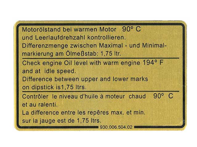 Engine Oil Level Decal