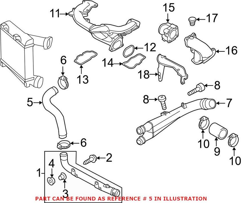 Audi Turbocharger Intercooler Pipe 7L0145737