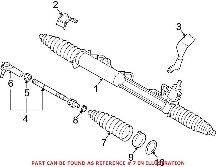 VW Rack and Pinion Bellows 7L0422831A