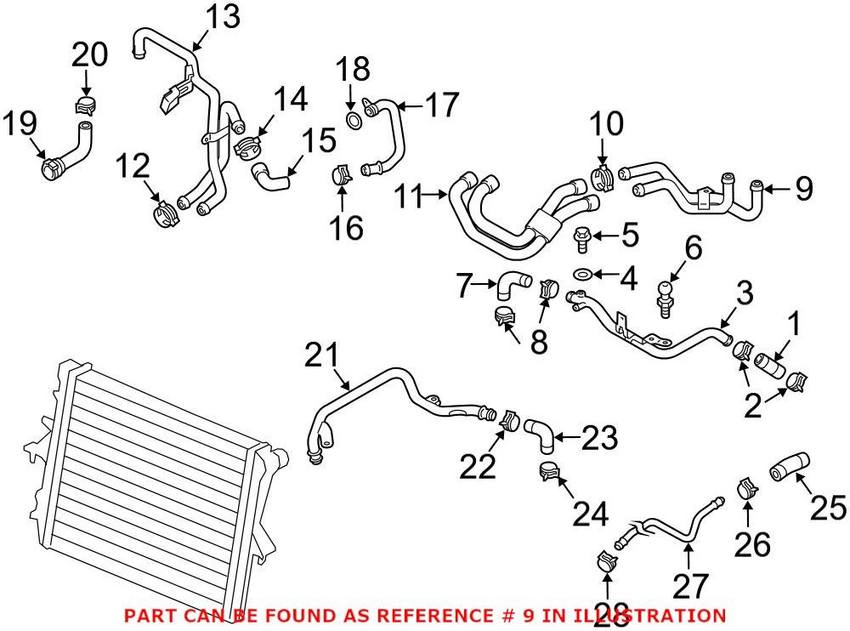 Audi Engine Coolant Pipe – Upper 7L0815802A