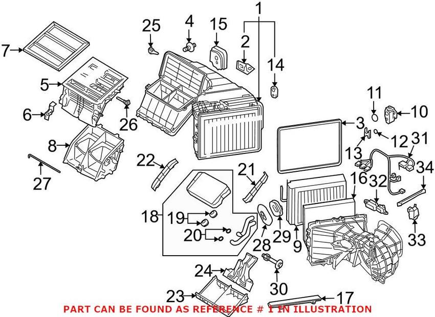 A/C Evaporator Core Case – Front