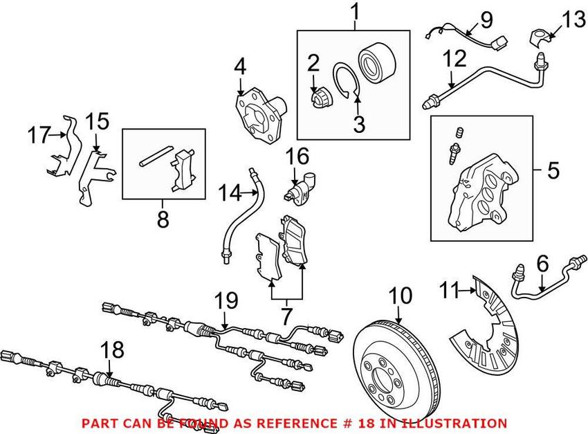 VW ABS Wheel Speed Sensor Wiring Harness – Front 7L0971279