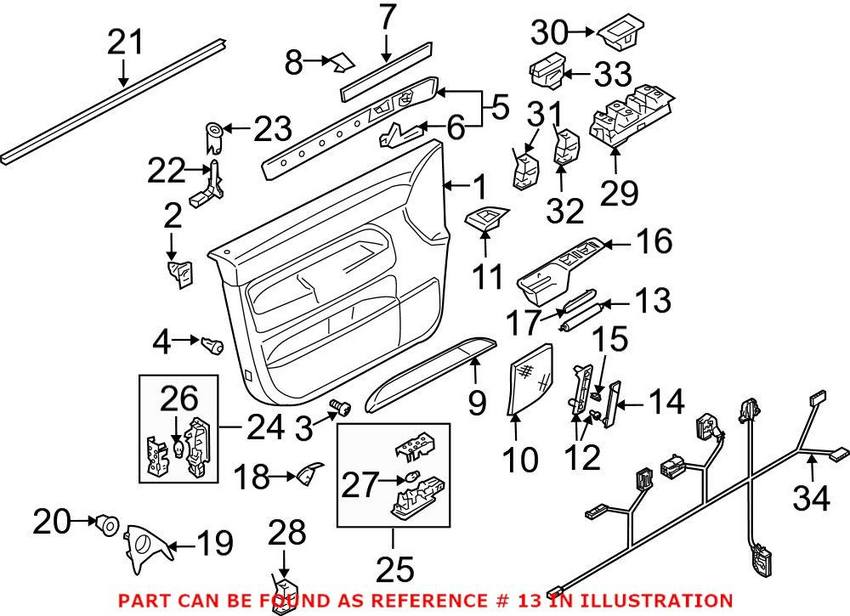 VW Interior Door Handle – Front Driver Side 7L6867161B20X