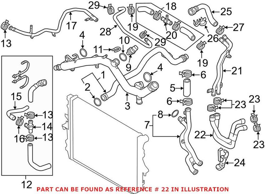 Audi Engine Coolant Hose 7L8122073E