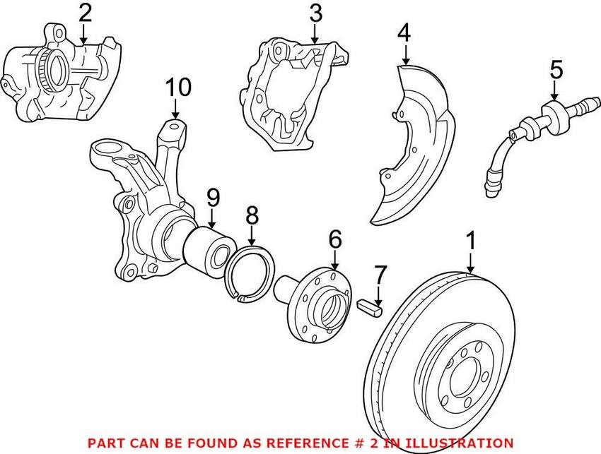 VW Disc Brake Caliper – Front Driver Side 7M3615123