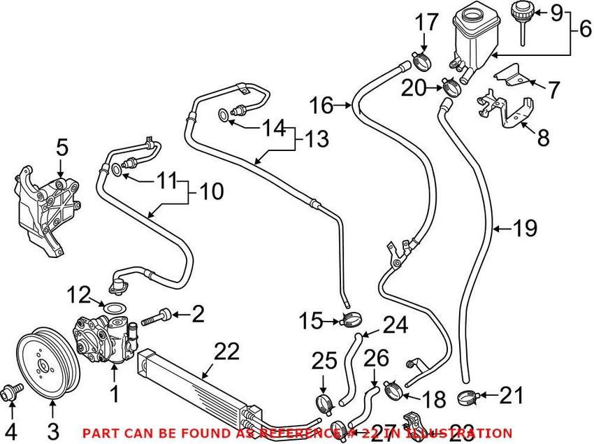 VW Power Steering Cooler 7P5422885A – Genuine VW/Audi