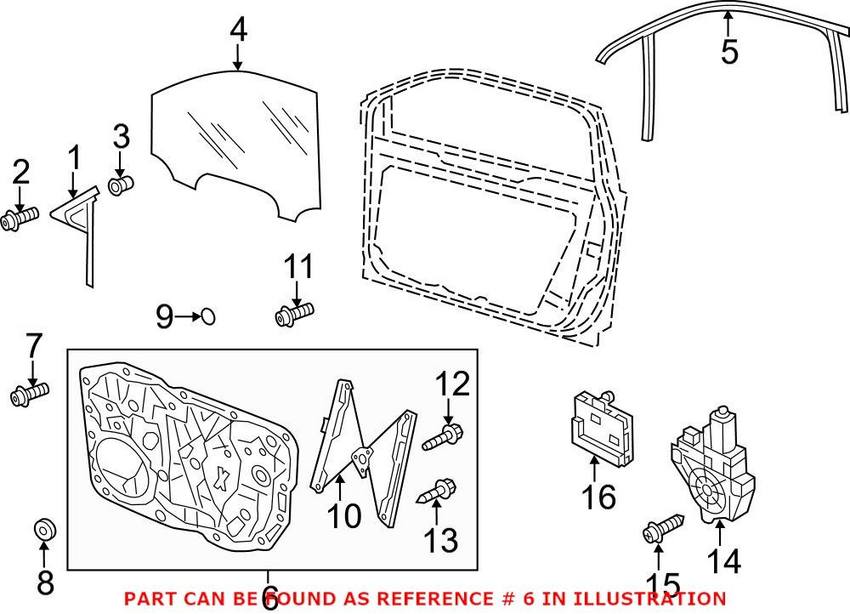 VW Window Regulator – Front Driver Side 7P6837461B