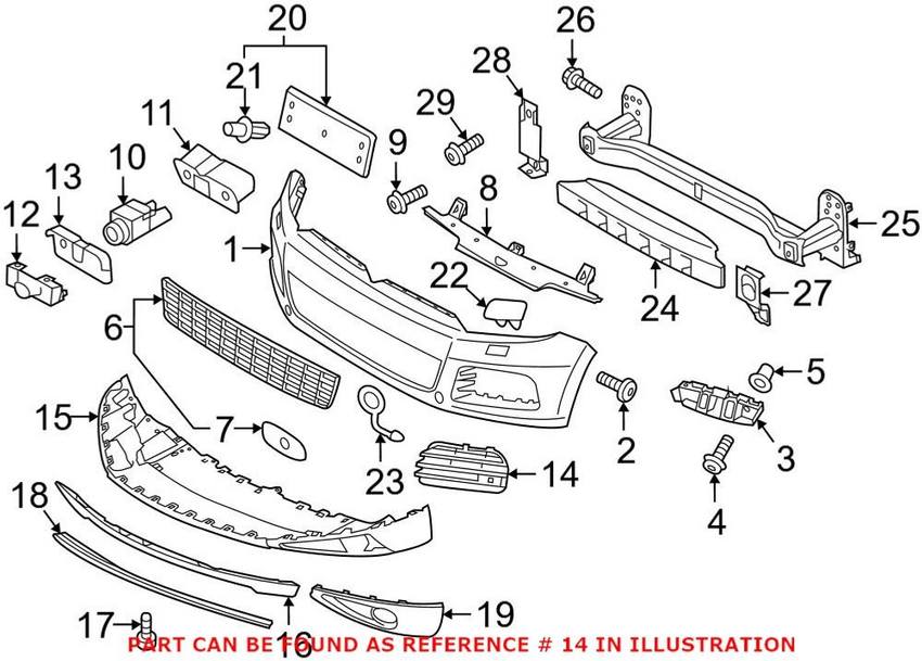 VW Grille – Front Driver Side Lower 7P68536659B9