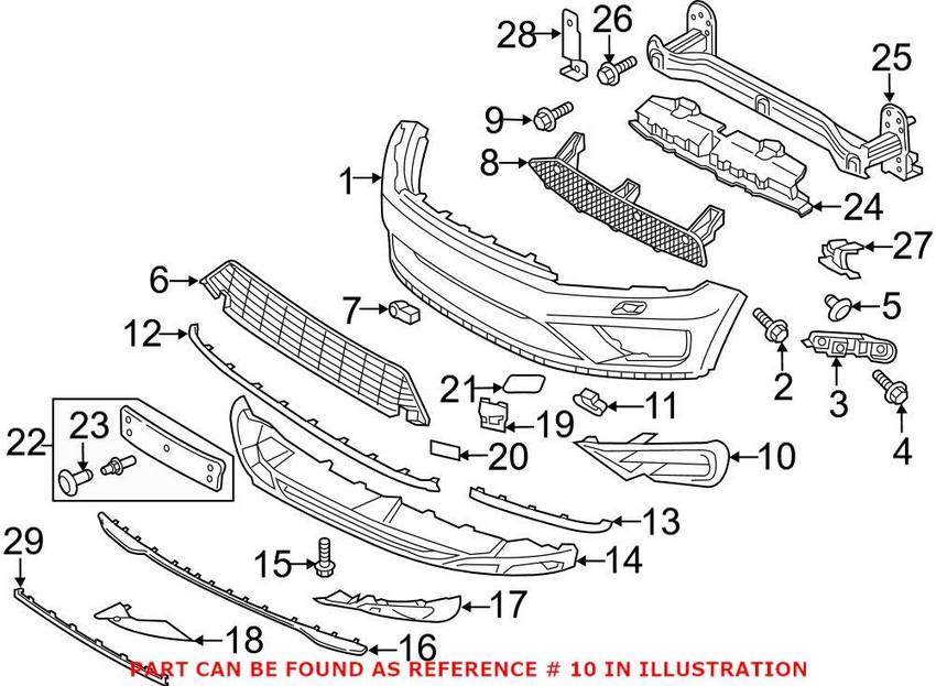 VW Grille – Front Passenger Side Outer 7P6853666B9B9