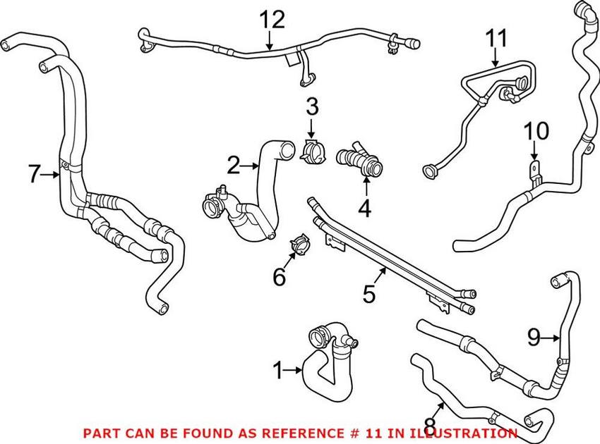 Audi Engine Coolant Pipe – Front 80A121081T