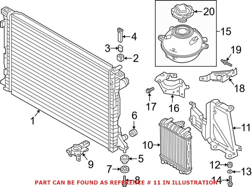 Audi Radiator Mount Bracket 80A121261A