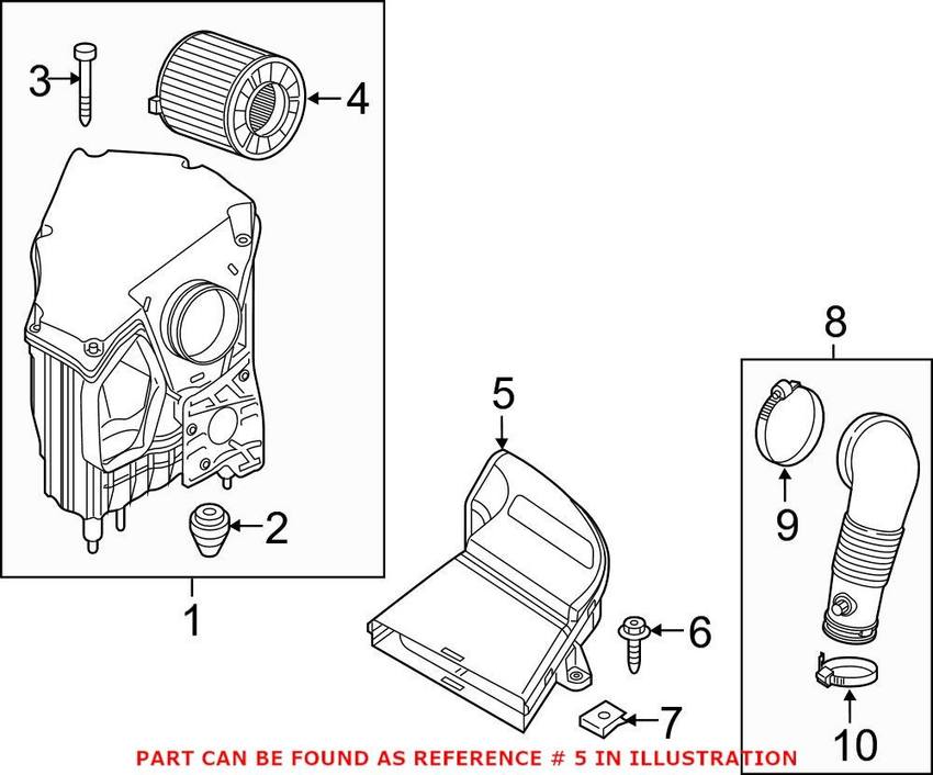 Audi Engine Air Intake Hose 80A129618D – Genuine VW/Audi