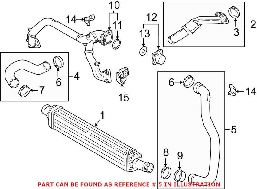 Audi Turbocharger Intercooler Pipe – Driver Side 80A145673D