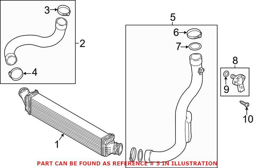 Audi Turbocharger Intercooler Pipe 80A145673E