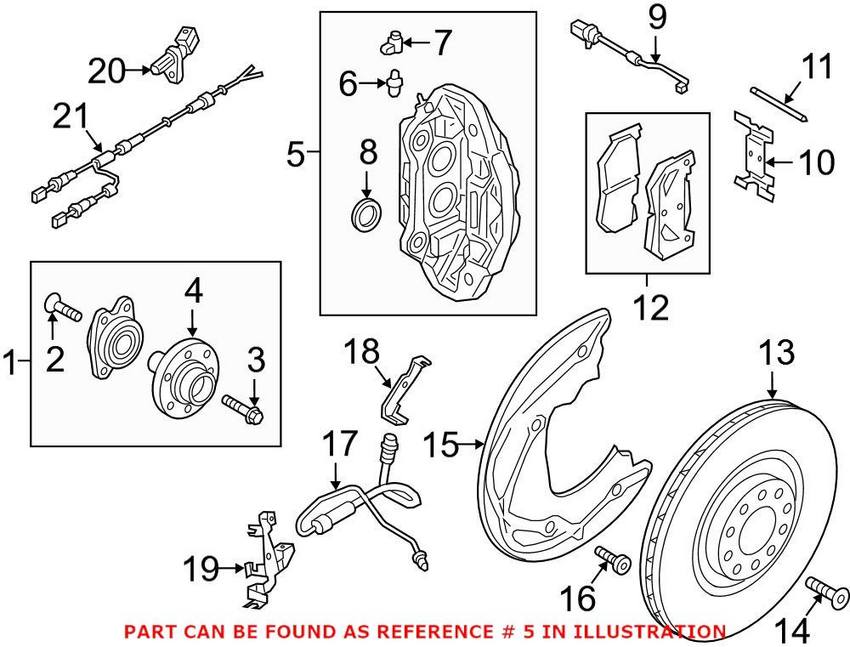 Audi Disc Brake Caliper – Front Passenger Side 80A615108A