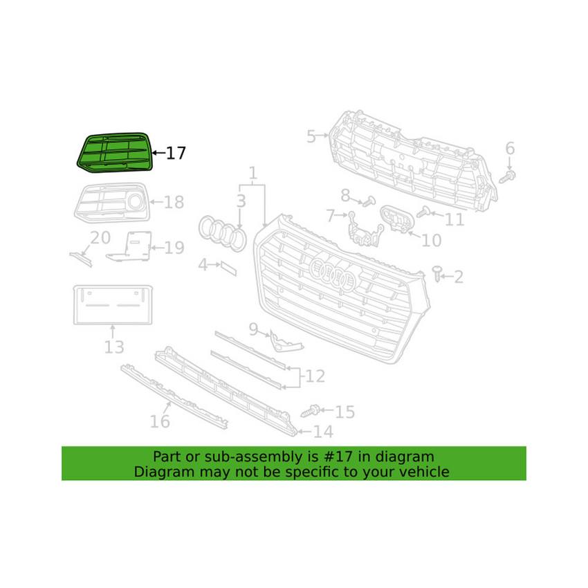 Grille – Front Driver Side (Without Distance Sensor) (Black/Dark Chrome)