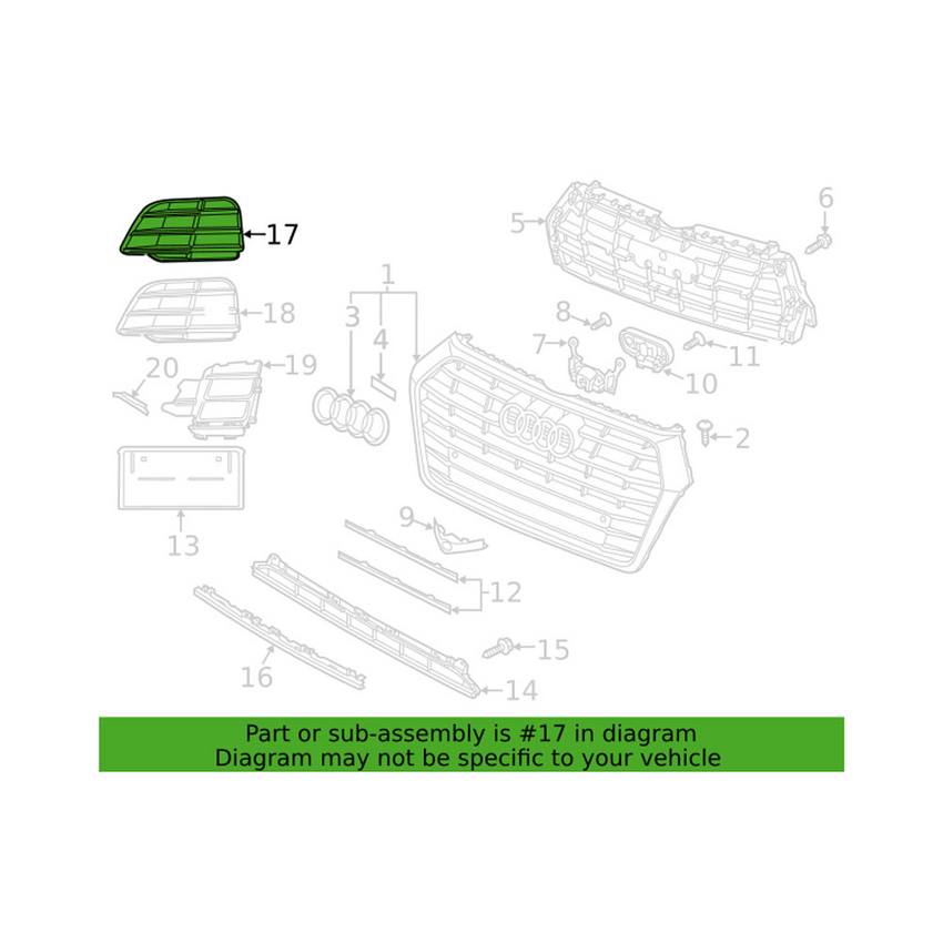 Audi Grille – Front Driver Side 80A807679MRU6