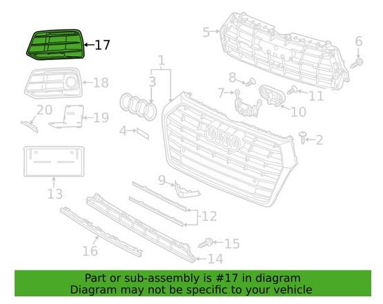 Grille – Front Pasenger Side (Without Distance Sensor) (Black/Dark Chrome)