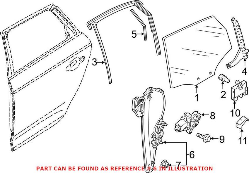 Audi Window Regulator – Rear Driver Side 80A839461