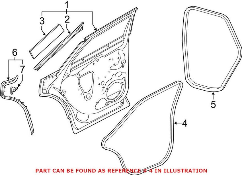 Audi Door Seal – Rear Passenger Side Outer 80A839912B