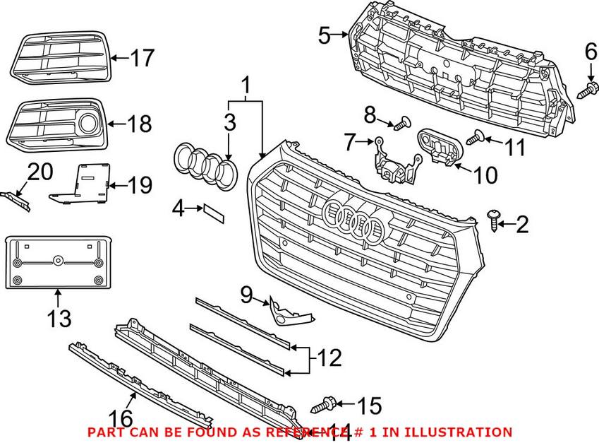 Grille – Front Upper (Without Park Sensors) (Dark Chrome/Chrome)