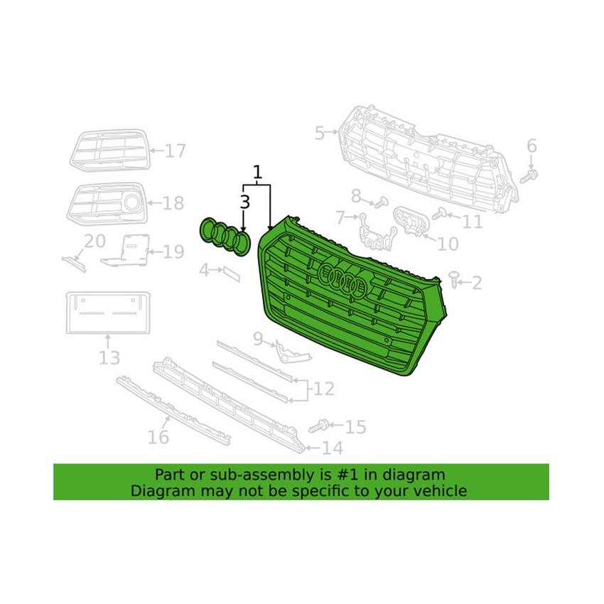 Grille – Front Upper (Without Park Sensors) (Twilight Matt)