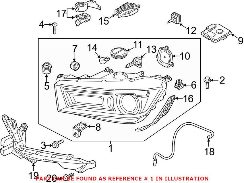 Audi Headlight Assembly – Front Driver Side 80A941043B