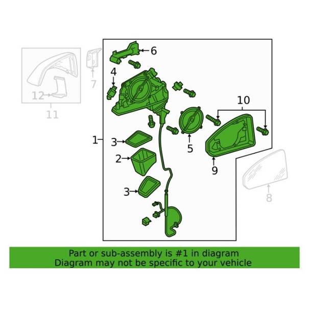 Door Mirror Glass Assembly – Pasenger Side