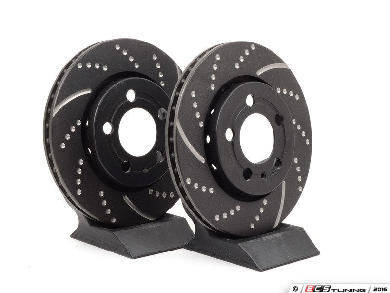 Rear Dimpled & Slotted Brake Rotors - Pair (256x22)