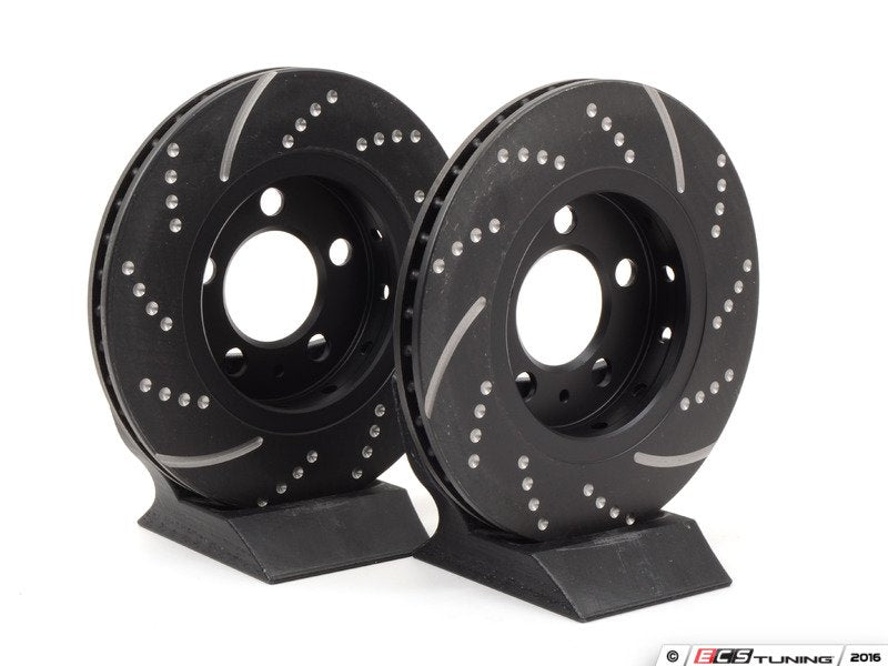 Rear Dimpled & Slotted Brake Rotors - Pair (256x22)