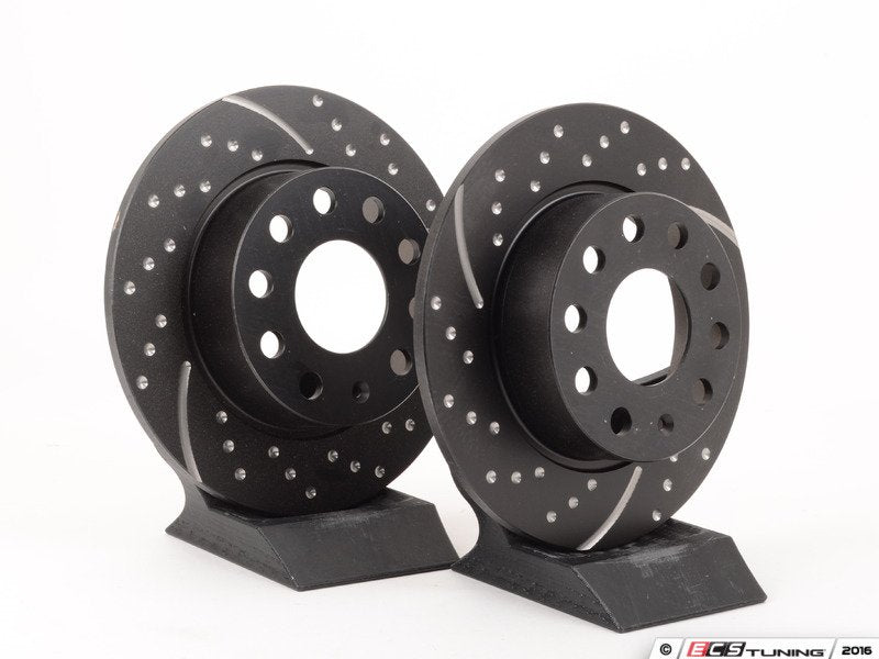 Rear Dimpled & Slotted Brake Rotors - Pair (253x10)