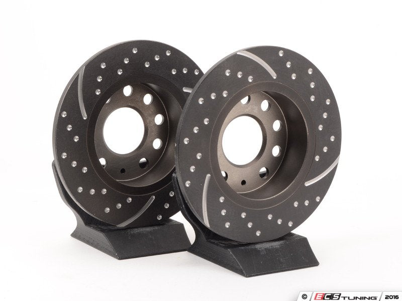 Rear Dimpled & Slotted Brake Rotors - Pair (253x10)