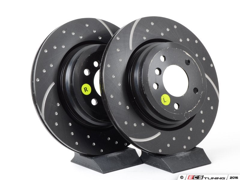 Rear Cross Drilled & Slotted Brake Rotors - Pair (336X22)