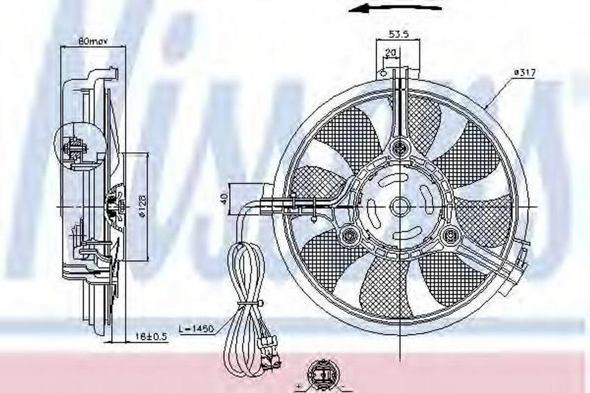 Audi VW Auxiliary Cooling Fan Assembly 8D0959455C – Nissens 85519