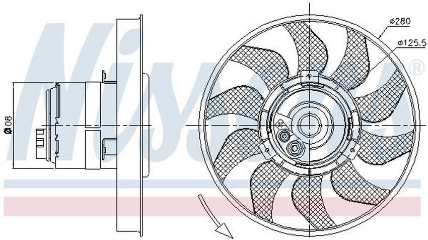 VW Engine Cooling Fan Motor 701959455J – Nissens 85619