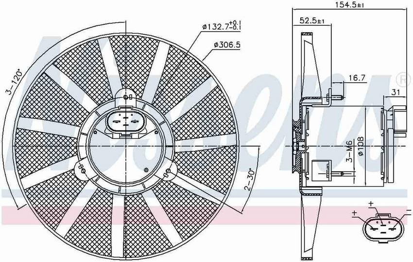 VW Engine Cooling Fan – Front – Nissens 85720