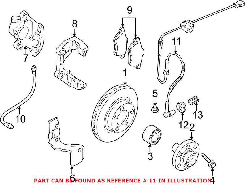 Audi VW ABS Wheel Speed Sensor – Front 8D0927803