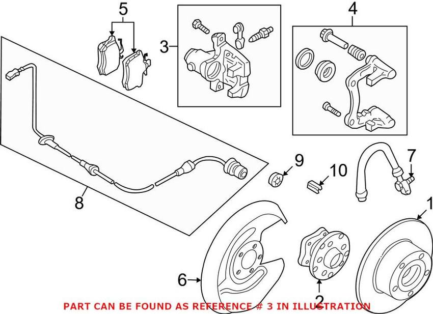 Audi VW Disc Brake Caliper – Rear Driver Side 8E0615423