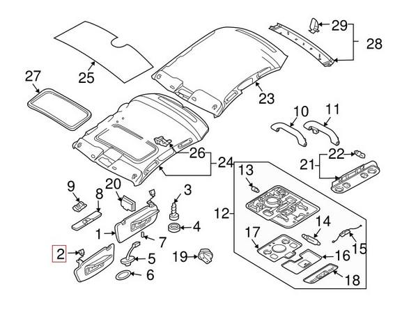 Audi Sun Visor – Driver Side (Gray) 8E0857551LJ45