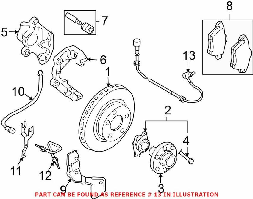 Audi ABS Wheel Speed Sensor – Front 8E0927803A