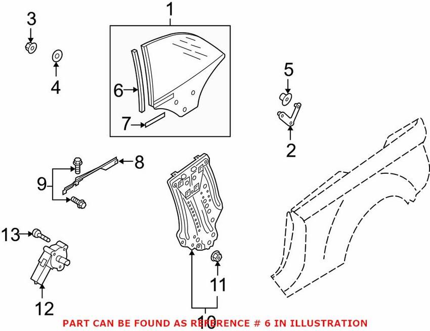 Audi Quarter Glass Seal – Driver Side 8F0845405A