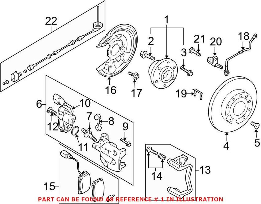 VW Wheel Bearing and Hub Assembly – Rear 8J0598625A