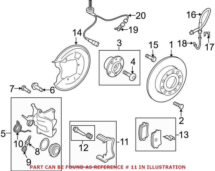 Audi Disc Brake Caliper Carrier – Rear Driver Side 8J0615425D