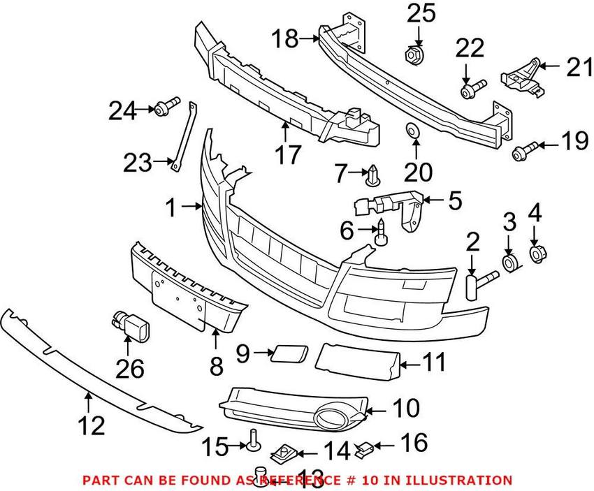 Audi Grille – Front Driver Side Outer 8J0807681F01C