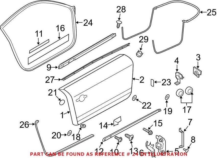 Audi Door Seal – Front Driver Side Outer 8J8831707D